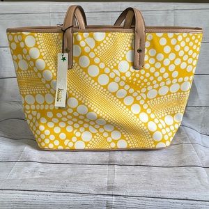 Kate Landry yellow polka-dot large tote